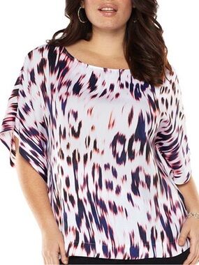 Jennifer Lopez 3X Plus Size Jennifer Lopez Kimono Top in Swirly Leopard